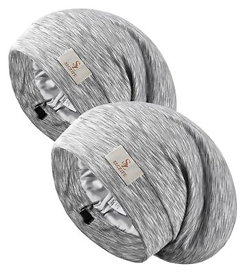 #ad 2PCS Silk Satin Bonnet Hair Wrap for Sleeping Adjustable Strap Curly Natural ... $26.40