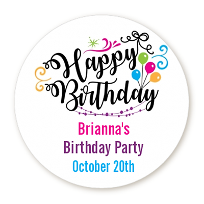 #ad Happy Birthday Round Personalized Birthday Party Sticker Labels 8 sizes $6.00