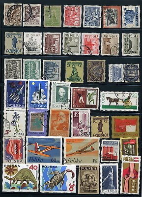 #ad Poland Used Stamp Lot All different amp; unchecked Pol01 Ships Free $3.99