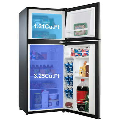 #ad MINI FRIDGE w FREEZER 4.6 CU FT Refrigerator Two Door Compact Stainless Steel $291.63