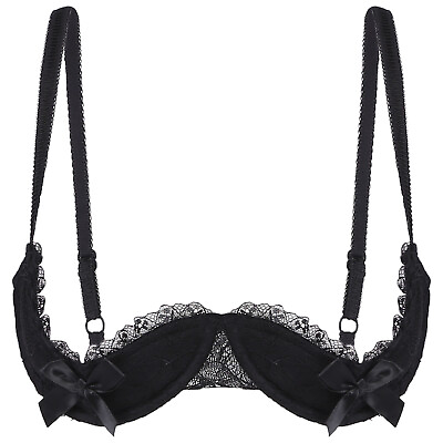 #ad Womens Half Cup Padded Underwired Lace Bra Bowknot Brassiere Lingerie Underwear $10.91