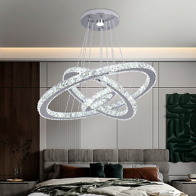 #ad Modern Crystal LED Chandelier Ceiling Lights Hanging Pendant Lamp Adjustable DIY $89.99