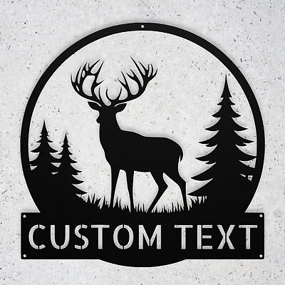 #ad Personalized Deer in the Woods Metal Wall Art Sign Custom Home Decor Signs $49.95