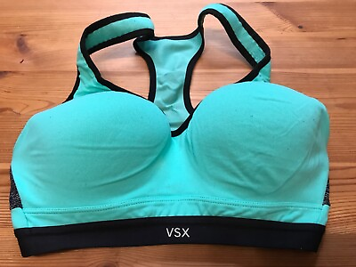 #ad Victorias Secret VSX Victoria Sport Mint Green Black Incredible Sports Bra 32D $10.77