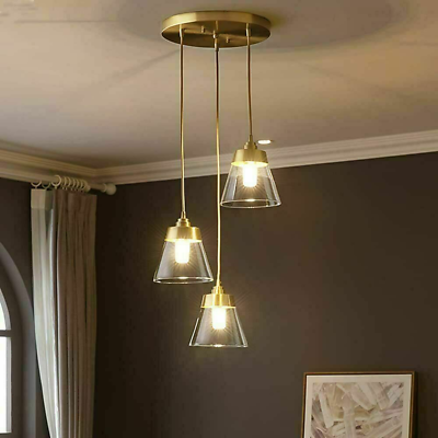 #ad Modern Glass 3 Light Gold Chandelier With Cluster Pendant Ceiling Lamp Fixtures $156.39