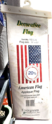 #ad VTG y2k American Flag 50 stars Applique Evergreen Enterprises 3x5 ft 4th July $18.52