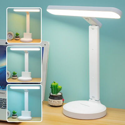 #ad 3 Color Dimmable LED Desk Light Touch Sensor Table Bedside Children Reading Lamp $10.44