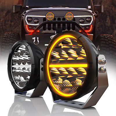 #ad Pair 7quot; Inch Round off Road Spot Beam LED Driving Lights Dual Color DRL Truck $168.88