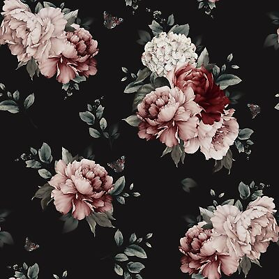 #ad Vintage Floral Peel and Stick Wallpaper Red Rose Wall Paper Roses Floral Wall... $23.73
