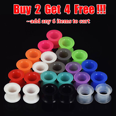 #ad PAIR LARGE FLARE SOFT Silicone Ear Skins Ear Gauges Thick Ear plugs Ear Tunnels $3.99
