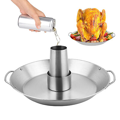 #ad Beer Can Chicken Holder Stainless Steel Plate Roaster Vertical Chicken Stand $58.76