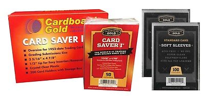 1 BOX 200 CARD SAVER 1 SEMI RIGID CARD HOLDERS PLUS 200 SOFT SLEEVES $25.84