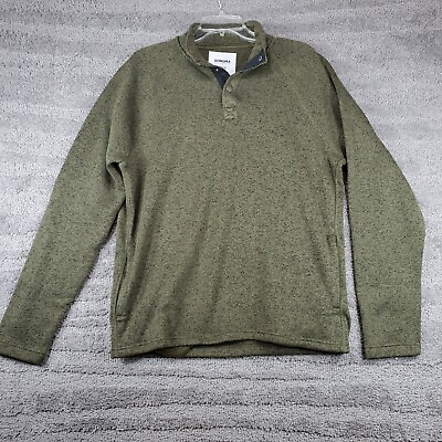 #ad Sonoma Mens Large Sweater 1 4 Snap Front Long Sleeve Green $7.17