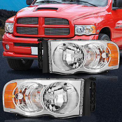#ad For 2002 2005 Dodge Ram 1500 2500 3500 Clear Headlights Assembly Replacement Set $60.88