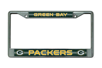 #ad Green Bay Packers NFL Rico Tag Express Chrome Glitter License Plate Frame $11.01