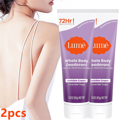 #ad 2pcs Lume Whole Body Deodorant Invisible Cream Tube 72 Hour Odor Control US $18.04