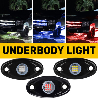 #ad #ad Set of4 Red Blue White LED Rock Light JEEP Offroad Truck ATV Boat Underbody Lamp $19.99