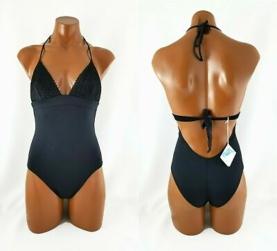 #ad $495.00 La Perla Signature One piece Swimsuit sz I 42 US 6 made in ITALY black $207.00