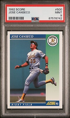 #ad 1992 Score Jose Canseco #500 Oakland Athletics Baseball Card PSA MINT 9 $75.00