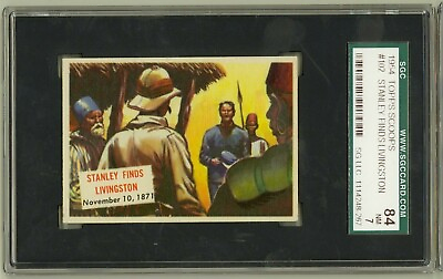 #ad 1954 Topps Scoop #102 Stanley Finds Livingston High Number SGC NM 7 Scoops $52.65