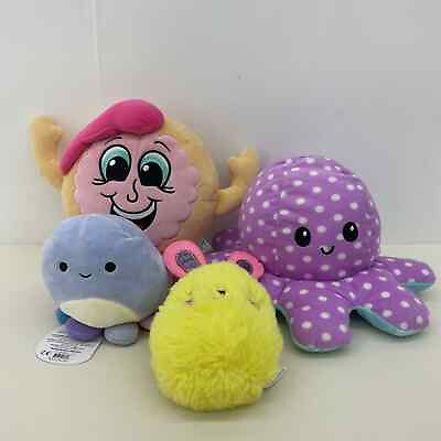 #ad LOT Soft Cuddly Gray Octopus Bunny Yellow Easter Chick Pastry Purple Octopus $25.00