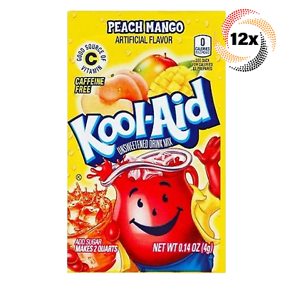 #ad 12x Packets Kool Aid Peach Mango Flavor Caffeine Free Soft Drink Mix .14oz $10.28