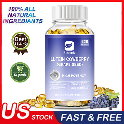 #ad Zeaxanthin and Lutein Cowberry Capsule 120 Softgels Grape Seed for Eye Health $13.89