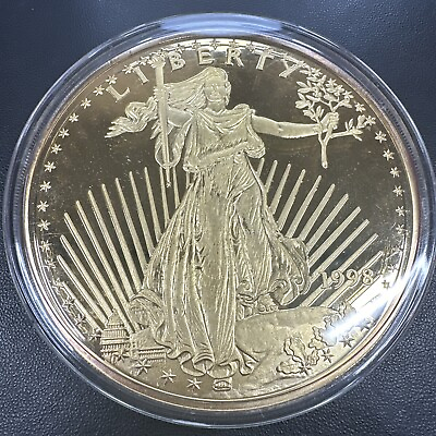 #ad 1998 Washington Mint Half Pound #x27;Golden Eagle#x27; 8 oz .999 Fine Silver Round $298.47