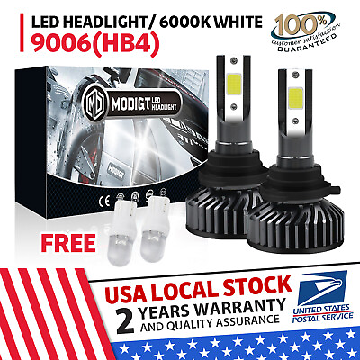 #ad 9006 HB4 LED Headlight Bulbs Combo Kit High Low Beam White Bright 6000K 20000LM $11.89