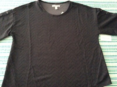 #ad New York Laundry Women#x27;s Round Neck Top Sz 2X Charcoal Heather New w tags $12.00