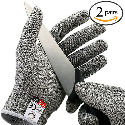 #ad 2 Pairs Anti cut Gloves Safety Cut Proof Stab Resistant Kitchen Butcher Cut Resi $8.72