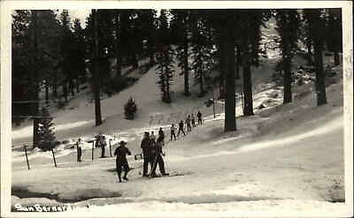 #ad San Bernardino Mountains CA California Skiing Ski Lake Arrowhead Cancel RPPC $11.83
