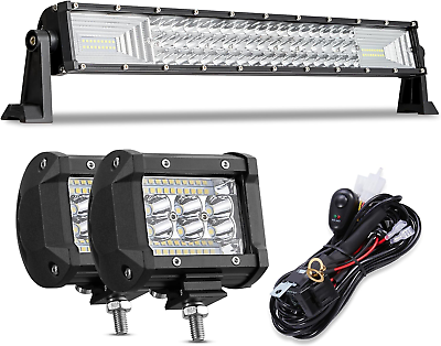#ad LED Light Bar Kit 1 20 Inch Triple Row LED Light Bar 2 4 Inch LED Light Po $90.36