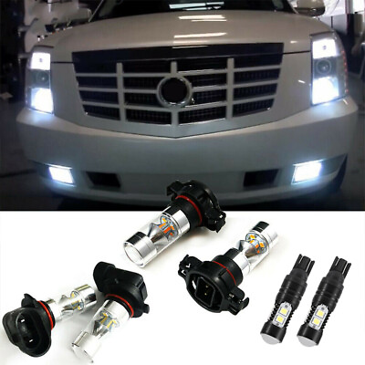 6x White LED For 2007 14 Cadillac Escalade Fog Driving DRL Light Bulbs Combo Kit $18.68