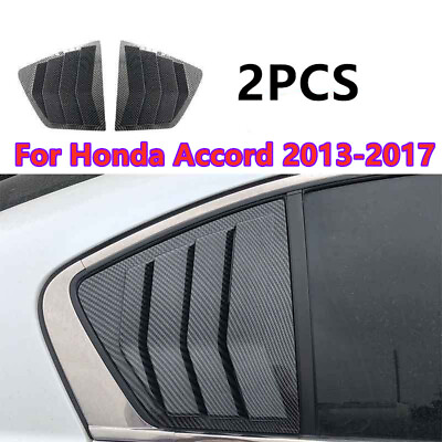 #ad 2X Carbon Fiber Side Window Louver Shutter Cover Trim For Honda Accord 2014 2017 $35.99