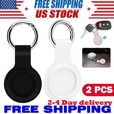 #ad 2pcs For Apple AirTag Silicone Holder Keyring Carry Case Keychain Air Tag Gift $4.79