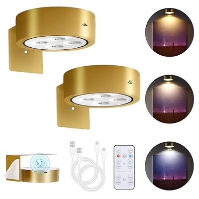 #ad Rechargeable Battery Picture Light Led Painting Light with Remote 2 Pack Gold $38.46