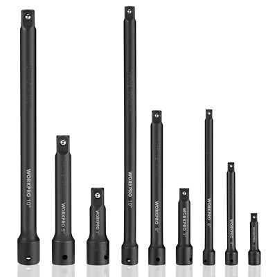 #ad WORKPRO 9 PC Impact Driver Extension Bar Set 1 4quot;3 8quot;amp;1 2quot;Drive Socket Extension $27.99