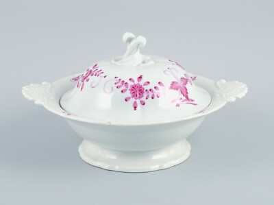 #ad Meissen Germany Pink Indian round porcelain tureen with lid. 19th C. $170.00