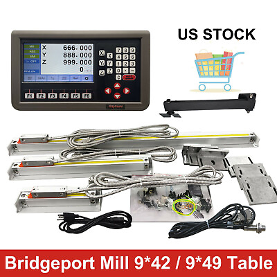 #ad 3 Axis Digital Readout DRO Meter 3pcs Linear Glass Scale for Bridgeport Milling $374.00