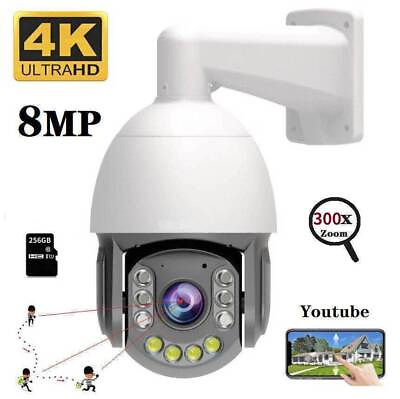 #ad 300X ZOOM Camera 4K 8MP 20fps Humanoid Auto Track car PTZ Speed IP Camera $249.89
