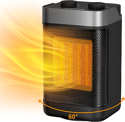#ad Portable Electric Space Heater for Indoor Use 1500W 60° Oscillation Bedroom $35.99