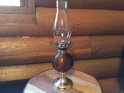 Vintage Amber Brown Hobnail Oil Lantern $15.00