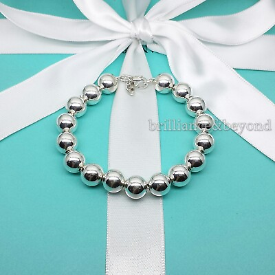 #ad Tiffany amp; Co. Bead Ball Bracelet 10mm Hardware 925 Sterling Silver Authentic $245.00