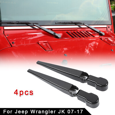 #ad Front Rain Windscreen Window Wiper Cover Trim For 07 17 Jeep Wrangler JK Carbon $21.49