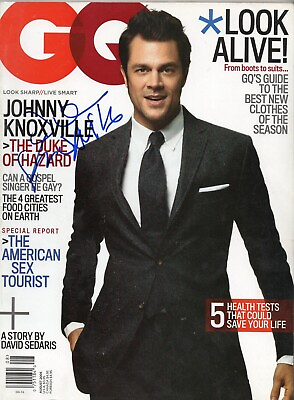 #ad JOHNNY KNOXVILLE SIGNED GQ MAGAZINE AUTHENTIC AUTOGRAPH JACKASS STAR 8 1 05 $250.00