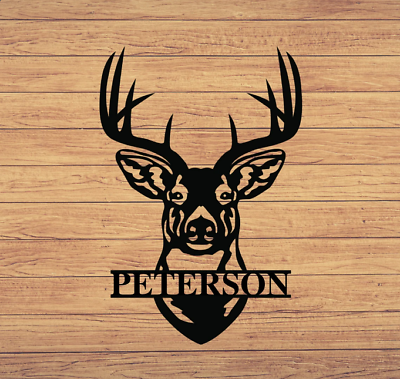 #ad Personalized Deer Head Metal Signs Monogram Wall Decor Custom Last Name Sign $49.95