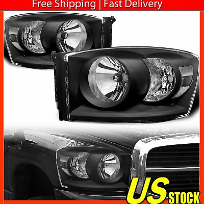 #ad #ad For 2006 2007 RAM Left 2008 Dodge amp; Right Side Black Headlights Assemblies US $104.49