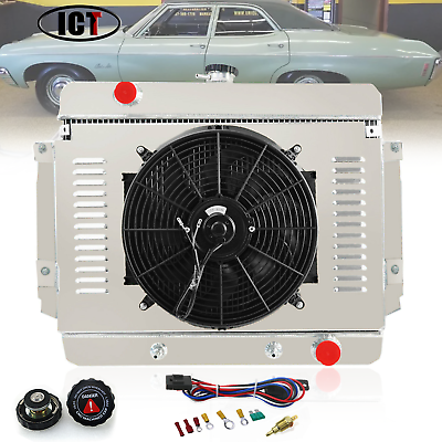 #ad Fits 69 70 Chevy Impala Bel Air L6 V8 3 Row Aluminum RadiatorShroud FanRelay $199.00