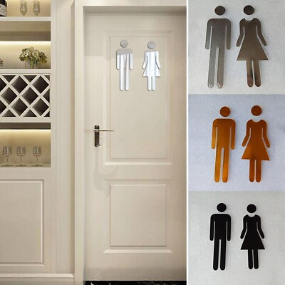 #ad Brand New Sticker Toilet Sign Signage WC Door 1 Pair 3D Acrylic Bathroom $5.40